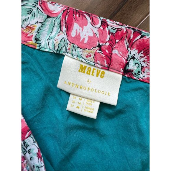 Maeve Anthropologie 14 Bette Silk Turquoise Wrap Skirt - Picture 5 of 6